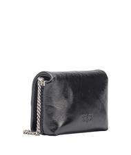 PINKO LOVE CLICK PUFF BABY Mini bag in laminated leather black-old silver - Women’s Bags - 3