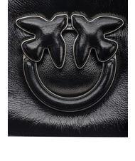 PINKO LOVE CLICK PUFF BABY Mini bag in laminated leather black-old silver - Women’s Bags - 4