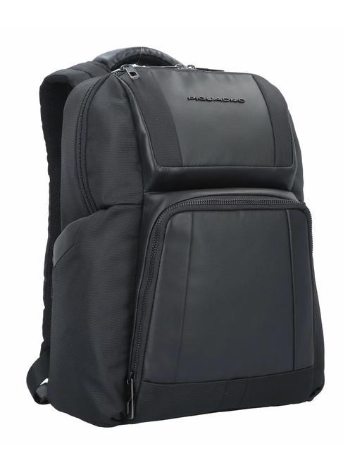 WALLABY Leather and fabric backpack, 14" pc holder Black - Laptop backpacks