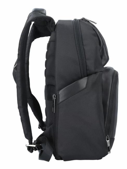 WALLABY Leather and fabric backpack, 14" pc holder Black - Laptop backpacks