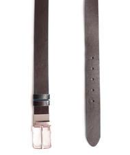 PIQUADRO BLUE SQUARE Reversible leather belt, can be shortened mahogany/black - Belts - 3