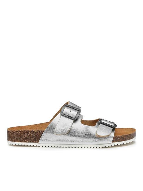 VEGA  Sandals in laminated leather with two buckles silver - Women&rsquo;s shoes