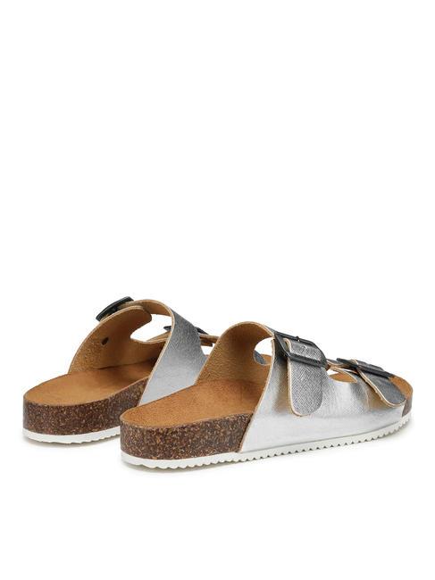 VEGA  Sandals in laminated leather with two buckles silver - Women&rsquo;s shoes