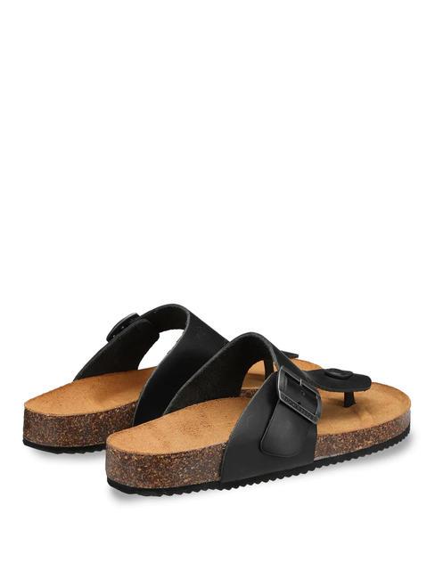 VEGA 2284 Leather thong sandal with buckle black - Men&rsquo;s shoes