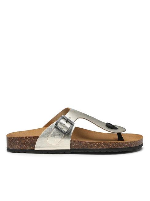 VEGA 2290 Flip flop sandal in laminated leather platinum - Women&rsquo;s shoes