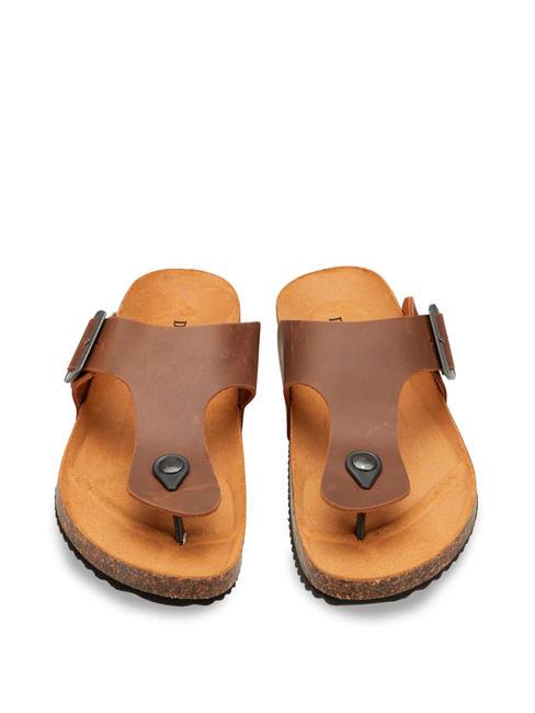 VEGA 2284 Leather thong sandal with buckle dark brown - Men&rsquo;s shoes