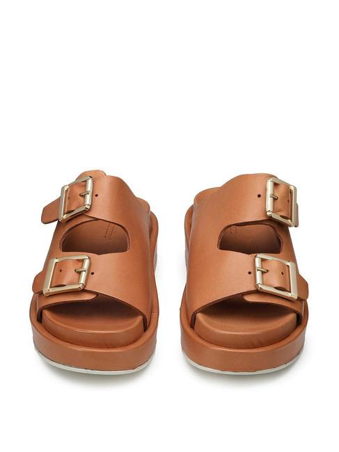 CATALINA High slipper sandal in leather cognac - Women&rsquo;s shoes