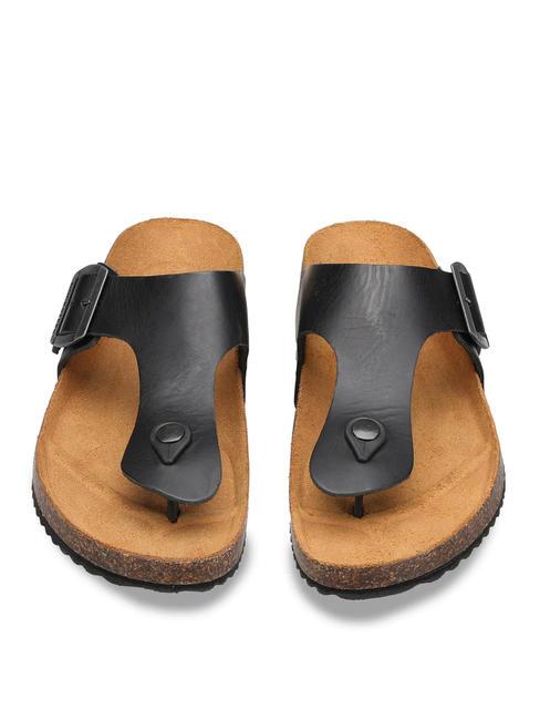 VEGA 2284 Leather thong sandal with buckle black - Men&rsquo;s shoes