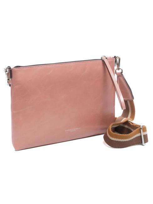 CLUTCH Bag with shoulder strap, in leather rose dawn - Women’s Bags