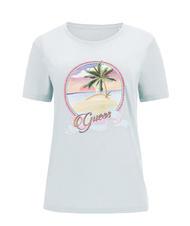GUESS PALM Crewneck cotton T-shirt acid mint paste - T-shirt - 4