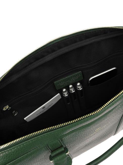 TIFFANY Leather briefcase for 15" pc holder dark green - Work Briefcases