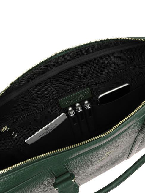 TIFFANY Leather briefcase for 14" laptop dark green - Work Briefcases