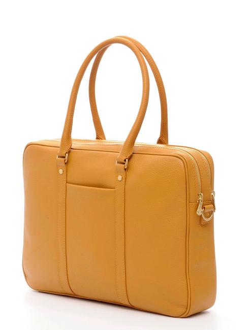 TIFFANY 2-zip leather briefcase, 15" pc holder mustard - Work Briefcases
