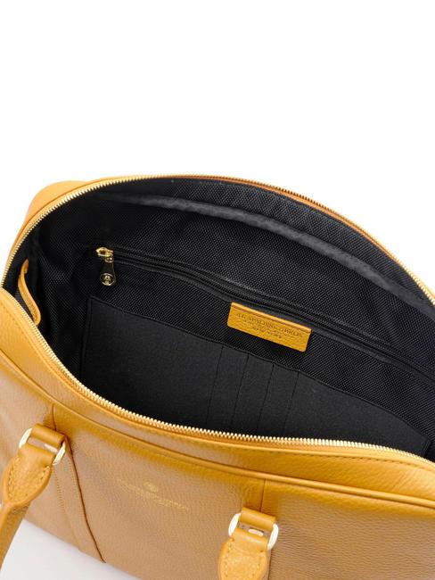 TIFFANY Leather briefcase for 15" pc holder mustard - Work Briefcases