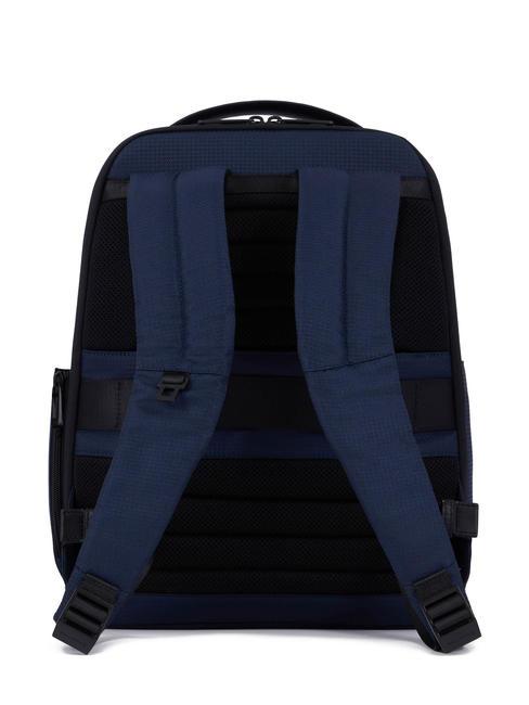 WOLLEM Leather and fabric backpack, 14" laptop holder blue - Laptop backpacks