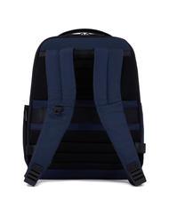 PIQUADRO WOLLEM Leather and fabric backpack, 14" laptop holder blue - Laptop backpacks - 3