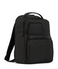 PIQUADRO WOLLEM Leather and fabric backpack, 14" laptop holder Black - Laptop backpacks - 2