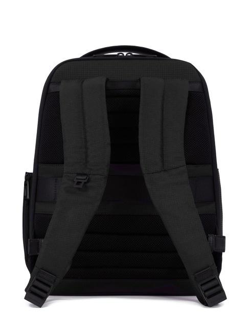 WOLLEM Leather and fabric backpack, 14" laptop holder Black - Laptop backpacks