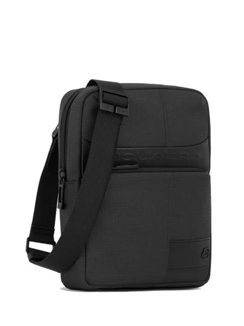 WOLLEM Fabric and leather iPad mini bag Black - Over-the-shoulder Bags for Men