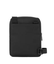 PIQUADRO WOLLEM Fabric and leather iPad mini bag Black - Over-the-shoulder Bags for Men - 4