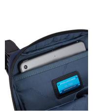 PIQUADRO WOLLEM Fabric and leather iPad mini bag Black - Over-the-shoulder Bags for Men - 5