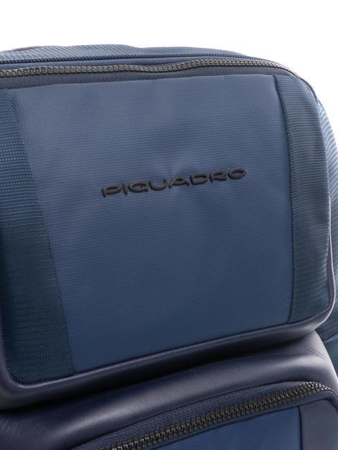 WALLABY Leather and fabric backpack, 14" pc holder blue - Laptop backpacks