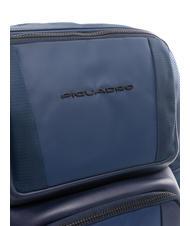 PIQUADRO WALLABY Leather and fabric backpack, 14" pc holder blue - Laptop backpacks - 3