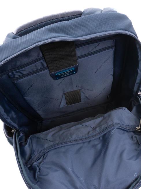 WALLABY Leather and fabric backpack, 14" pc holder blue - Laptop backpacks