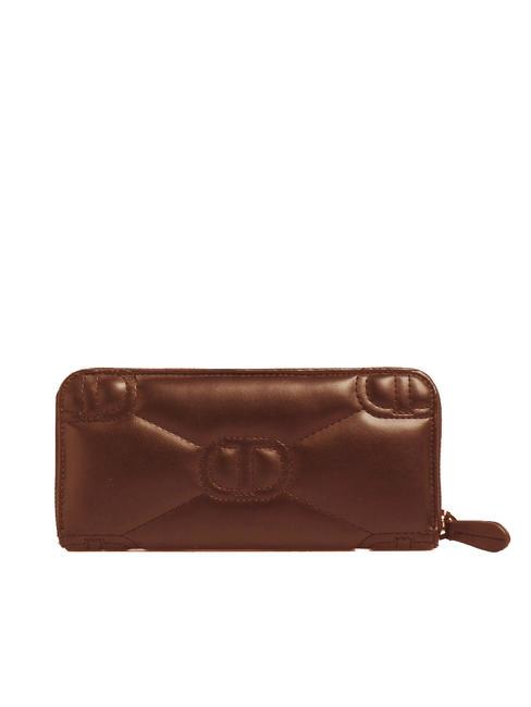 LOGO QUILTED Large zip around wallet chocolate - Women&rsquo;s Wallets