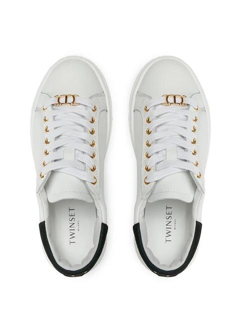 METALLIC LOGO Leather sneakers optical / black - Women&rsquo;s shoes