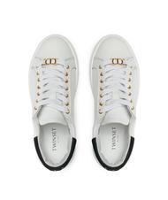 TWINSET METALLIC LOGO Leather sneakers optical / black - Women&rsquo;s shoes - 5