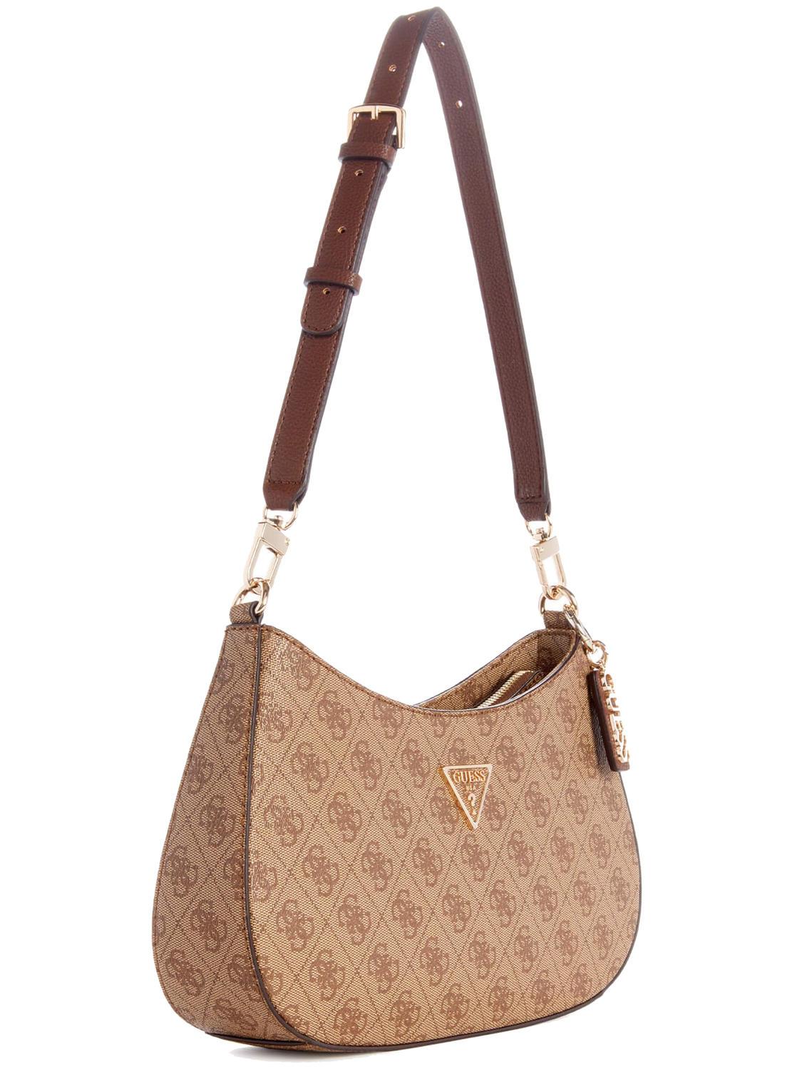 Guess Noelle Shoulder Bag Latte Logo Brown Buy At Outlet Prices