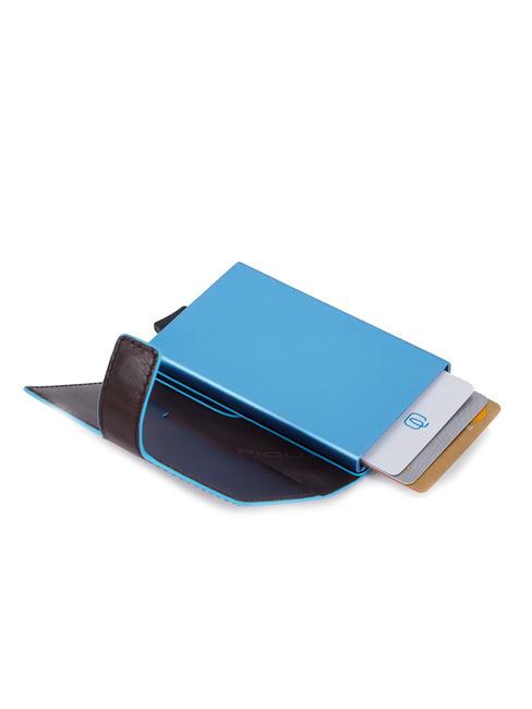 BLUE SQUARE Leather and metal credit card holder MAHOGANY - Men&rsquo;s Wallets