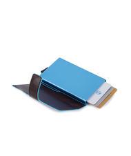 PIQUADRO BLUE SQUARE Leather and metal credit card holder MAHOGANY - Men&rsquo;s Wallets - 2