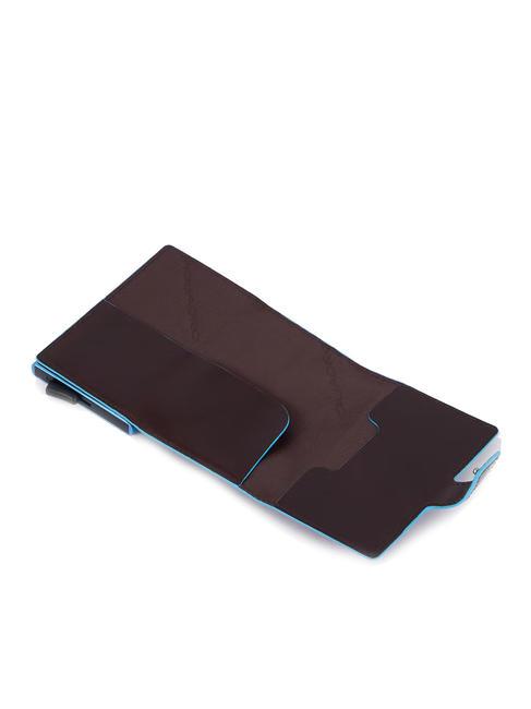 BLUE SQUARE Leather and metal credit card holder MAHOGANY - Men&rsquo;s Wallets