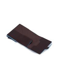 PIQUADRO BLUE SQUARE Leather and metal credit card holder MAHOGANY - Men&rsquo;s Wallets - 3