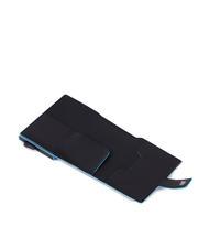 PIQUADRO BLUE SQUARE Leather and metal credit card holder Black - Men’s Wallets - 3