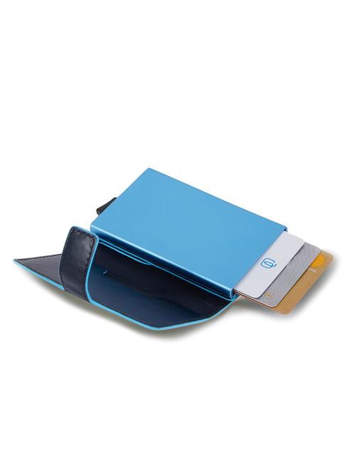 BLUE SQUARE Leather and metal credit card holder blue - Men’s Wallets