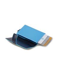 PIQUADRO BLUE SQUARE Leather and metal credit card holder blue - Men’s Wallets - 2