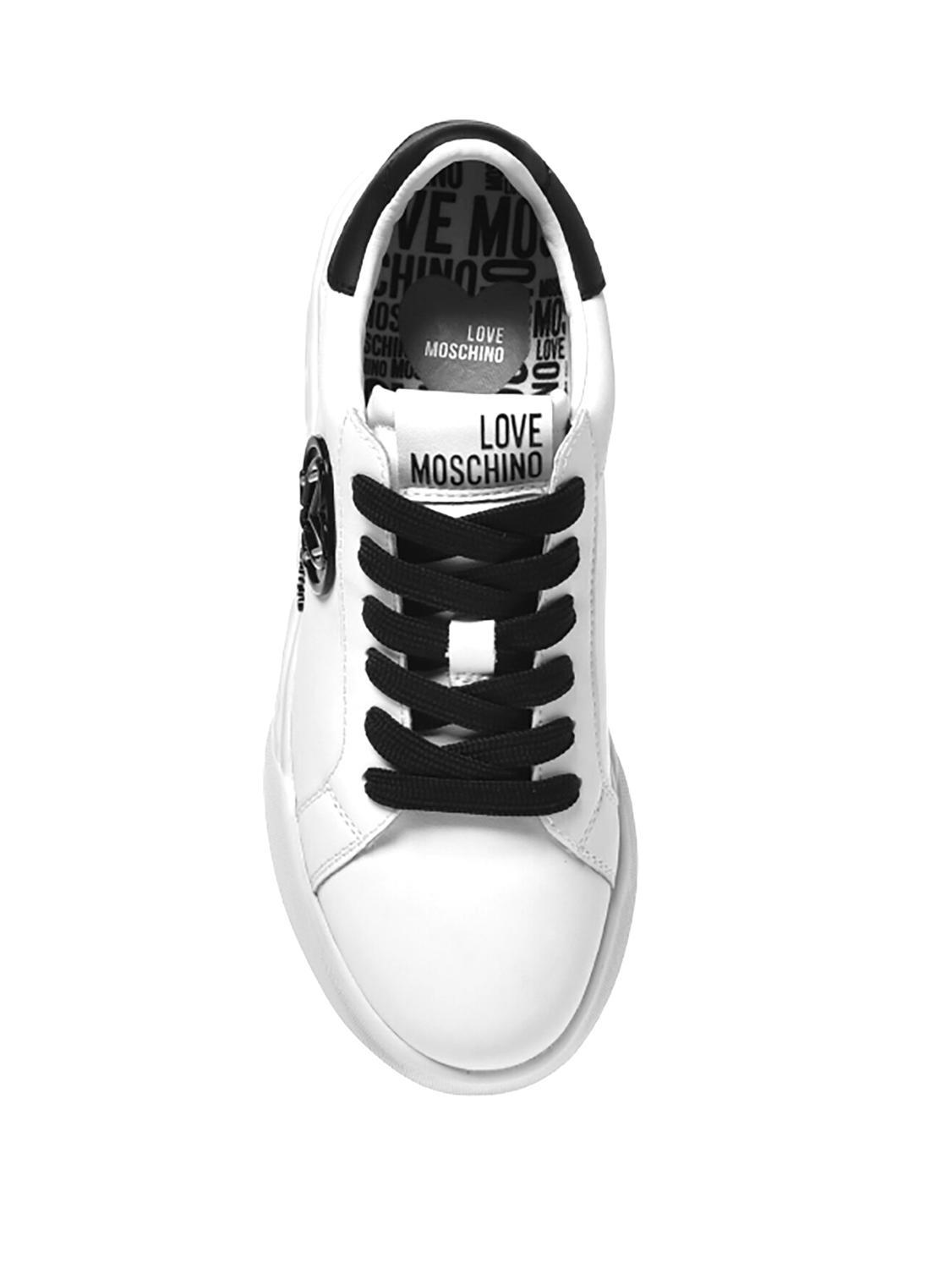 Love Moschino Heart Love Leather Sneakers White Black Buy At Outlet Prices