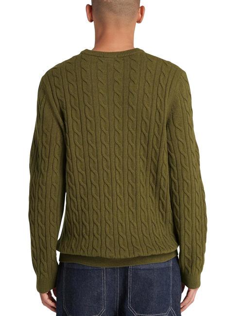 P-B LAMBWOOL Crewneck sweater in wool blend darkoliv - Men's Sweaters