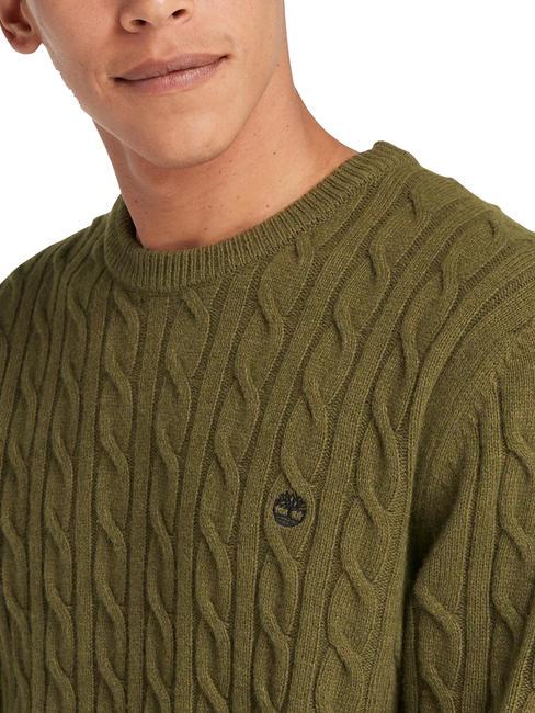 P-B LAMBWOOL Crewneck sweater in wool blend darkoliv - Men's Sweaters