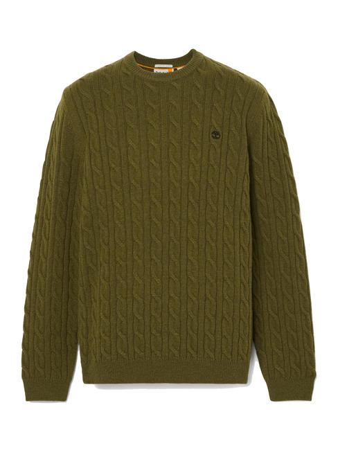 P-B LAMBWOOL Crewneck sweater in wool blend darkoliv - Men's Sweaters