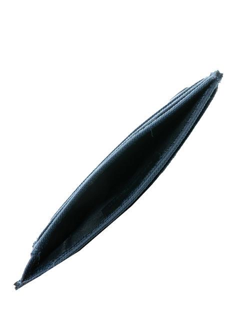 MACBETH Card holder in leather and fabric blue - Men&rsquo;s Wallets