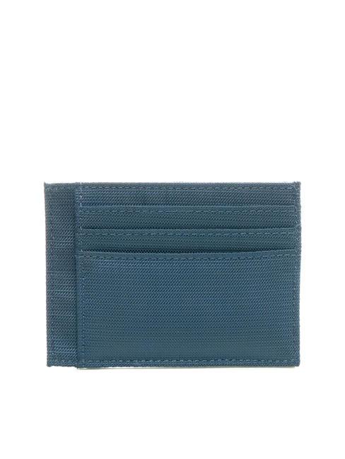 MACBETH Card holder in leather and fabric blue - Men&rsquo;s Wallets