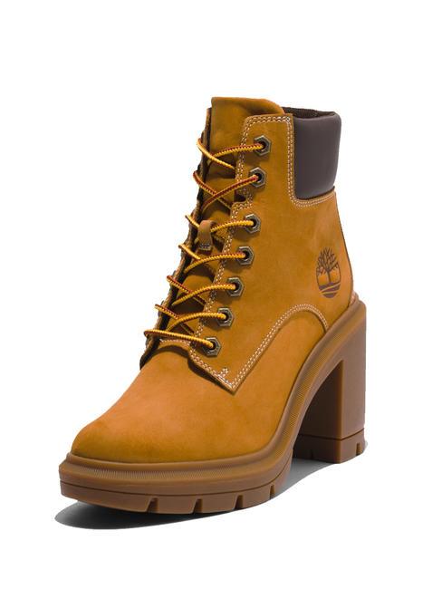 ALLINGTON Lace-up ankle boot with nubuck heel wheat - Women’s shoes