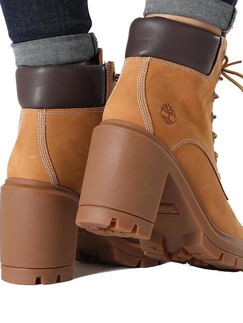 ALLINGTON Lace-up ankle boot with nubuck heel wheat - Women’s shoes