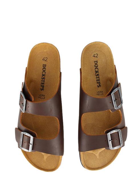 VEGA Double buckle leather sandal dark brown - Men&rsquo;s shoes
