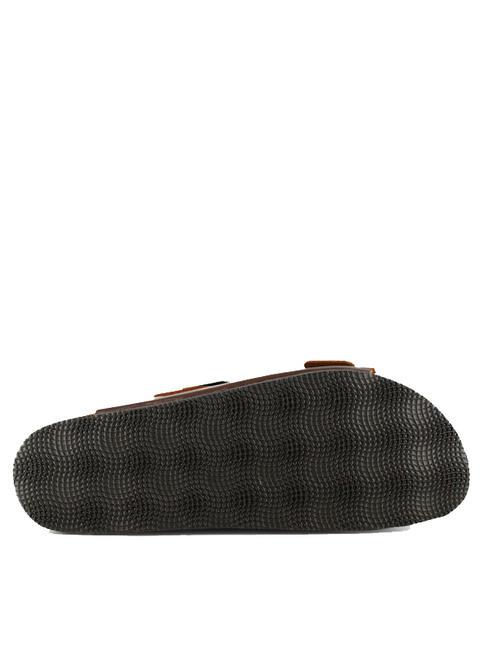 VEGA Double buckle leather sandal dark brown - Men&rsquo;s shoes