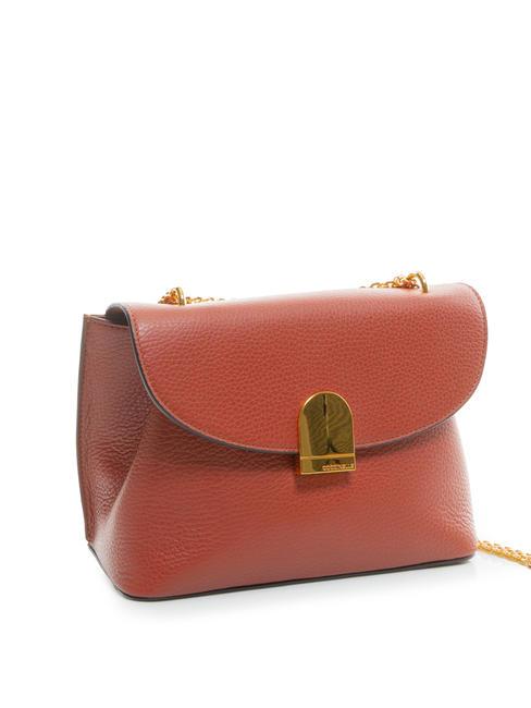 BLOSSOM Hammered leather chain shoulder bag Maple - Women’s Bags